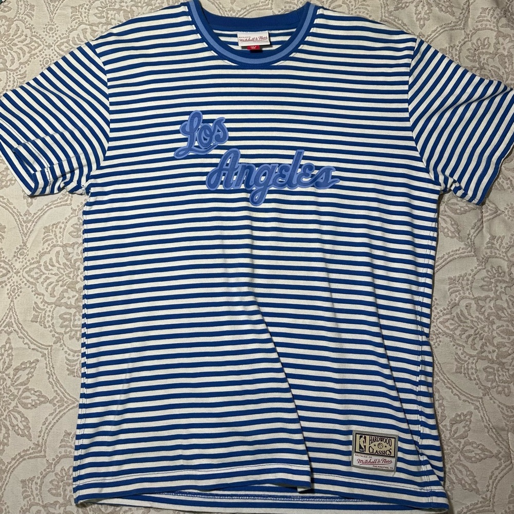 Mitchell & Ness Blue and White Striped Tee